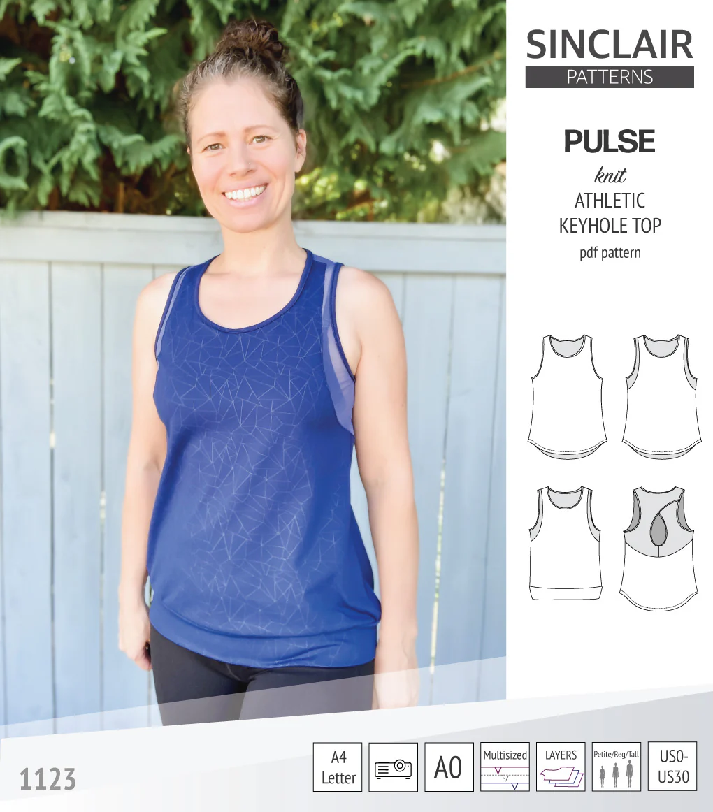 Pulse athletic knit tank top with a keyhole accent (PDF) - Image 23
