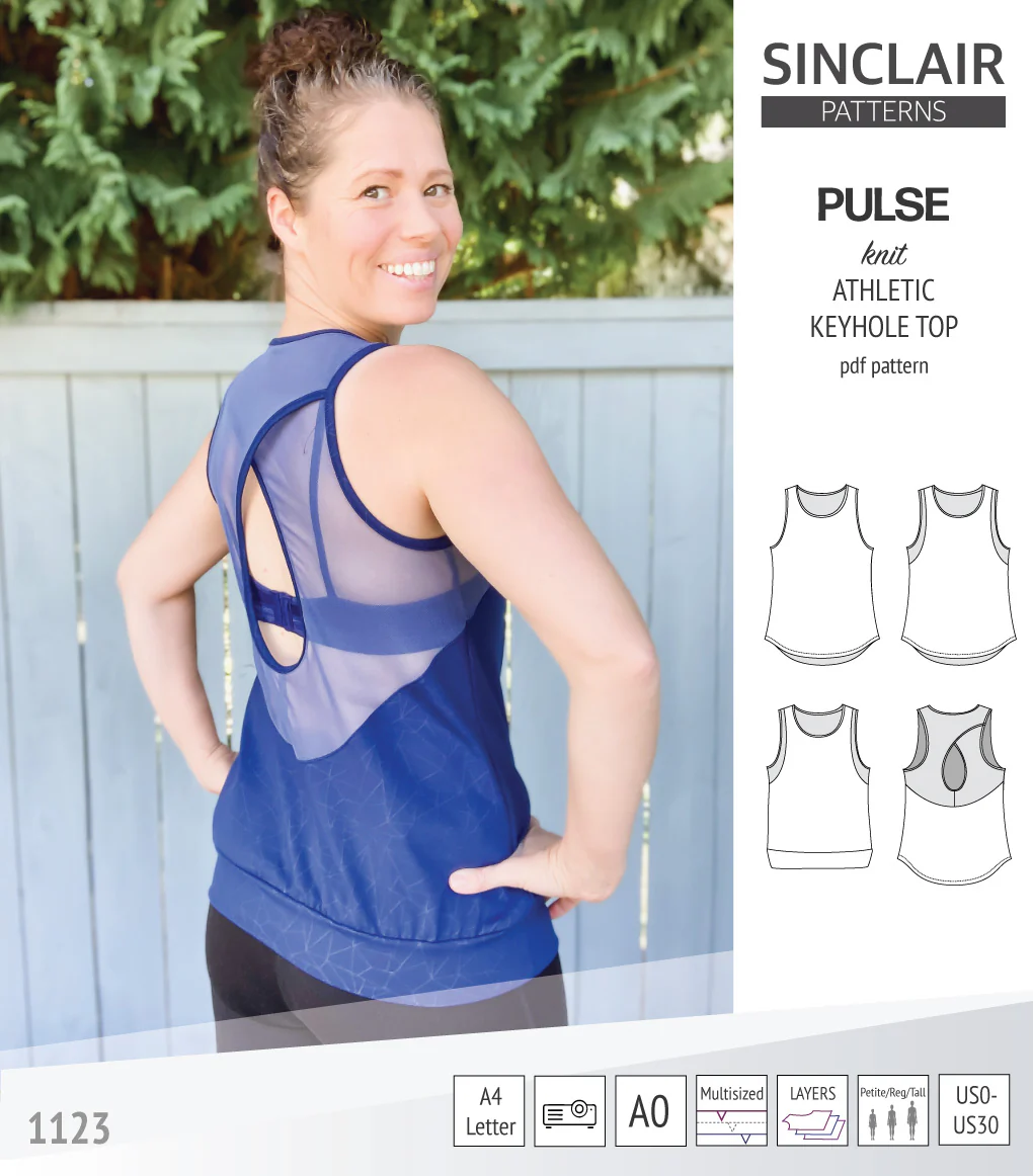 Pulse athletic knit tank top with a keyhole accent (PDF) - Image 24