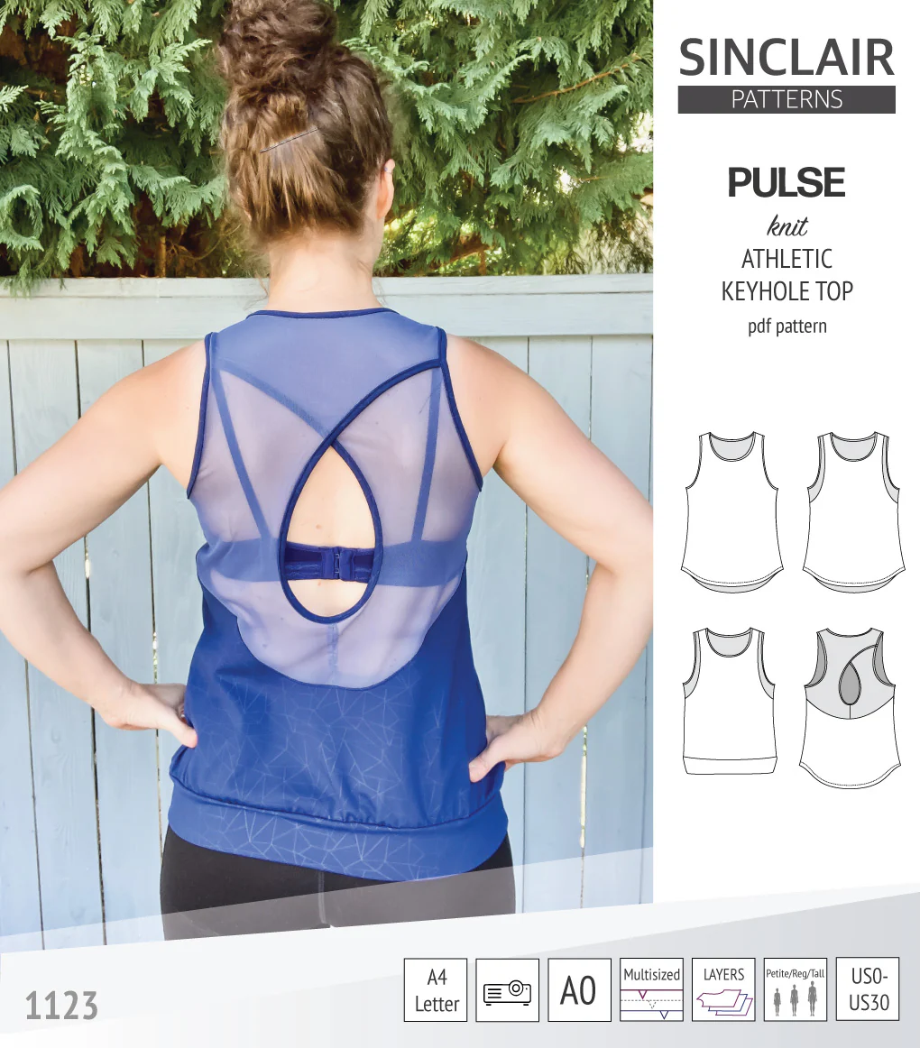 Pulse athletic knit tank top with a keyhole accent (PDF) - Image 25