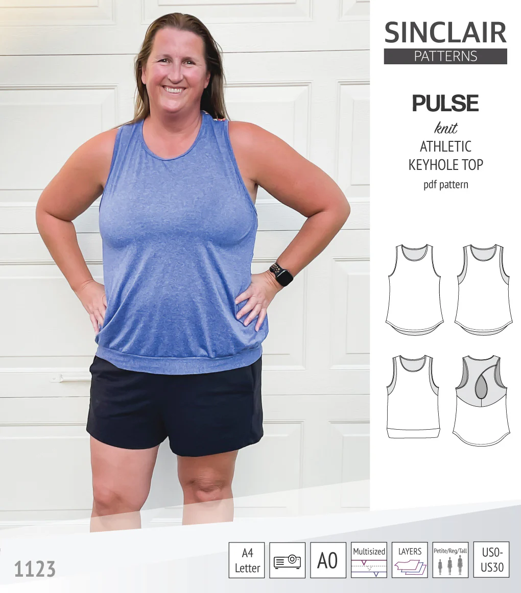 Pulse athletic knit tank top with a keyhole accent (PDF) - Image 26