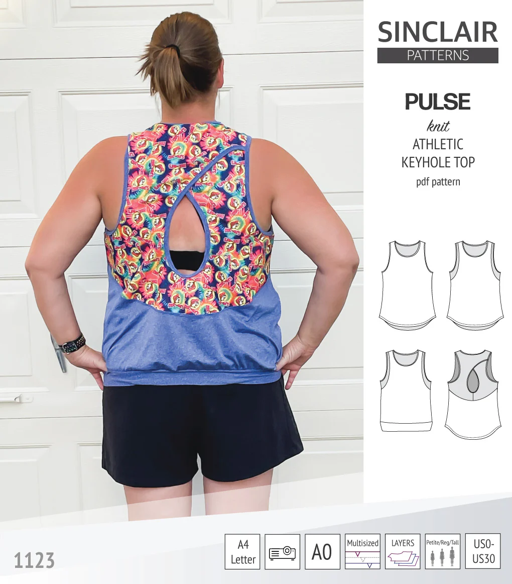 Pulse athletic knit tank top with a keyhole accent (PDF) - Image 27