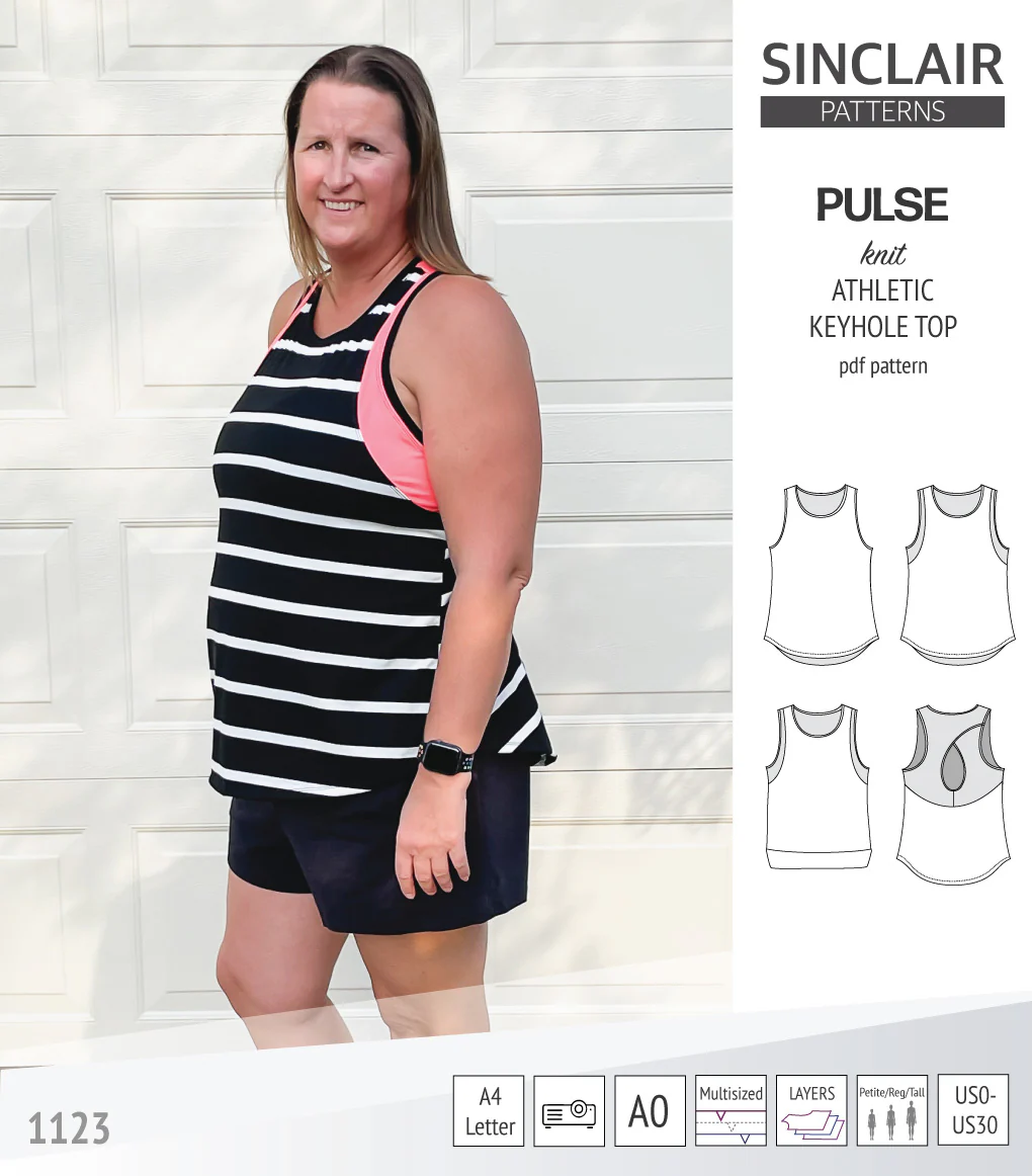 Pulse athletic knit tank top with a keyhole accent (PDF) - Image 28