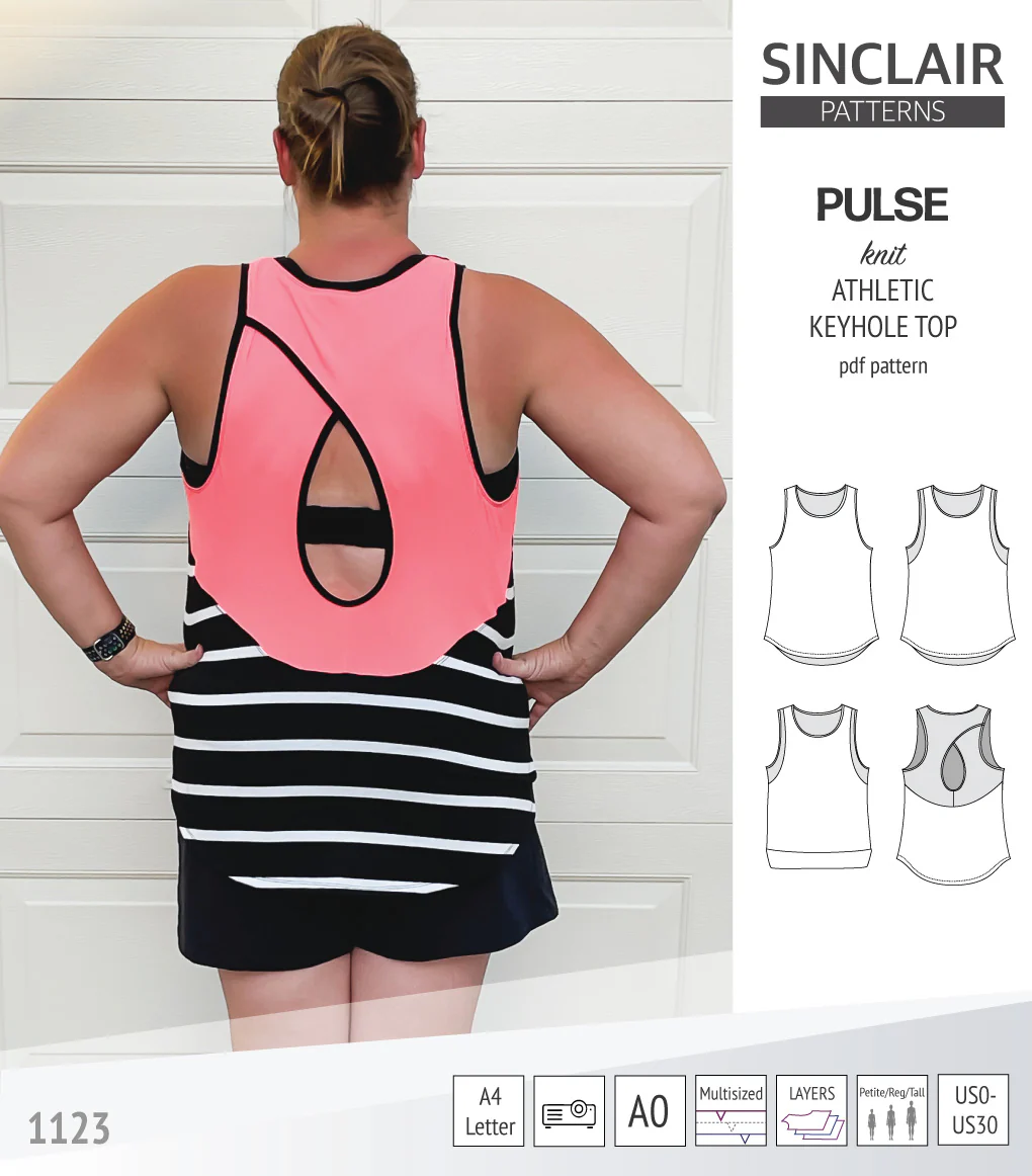Pulse athletic knit tank top with a keyhole accent (PDF) - Image 29