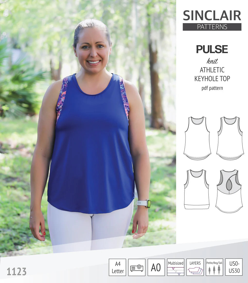 Pulse athletic knit tank top with a keyhole accent (PDF) - Image 30