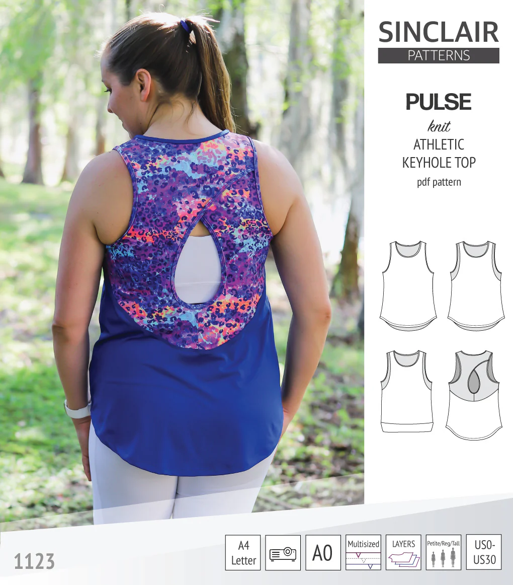 Pulse athletic knit tank top with a keyhole accent (PDF) - Image 31