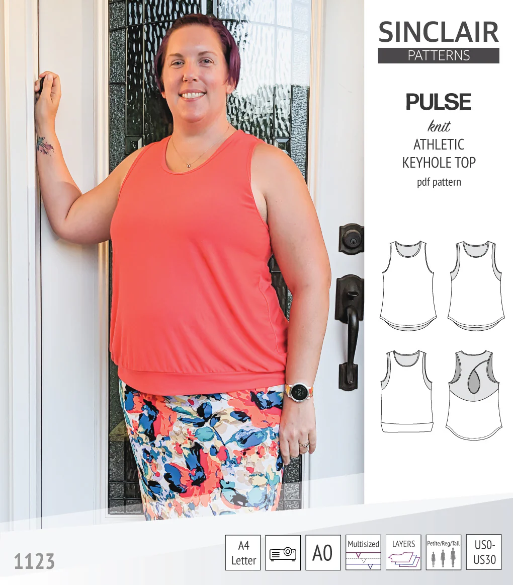 Pulse athletic knit tank top with a keyhole accent (PDF) - Image 32