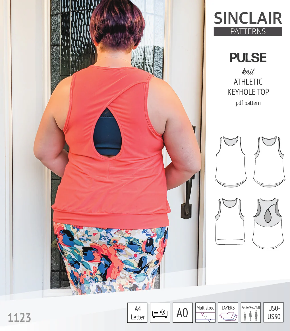 Pulse athletic knit tank top with a keyhole accent (PDF) - Image 33