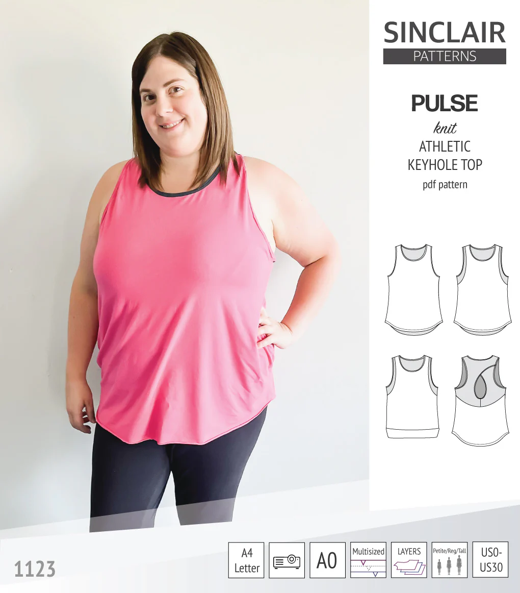 Pulse athletic knit tank top with a keyhole accent (PDF) - Image 34