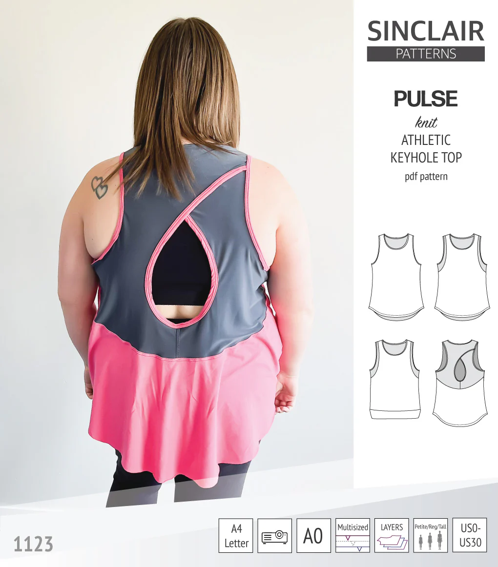 Pulse athletic knit tank top with a keyhole accent (PDF) - Image 35