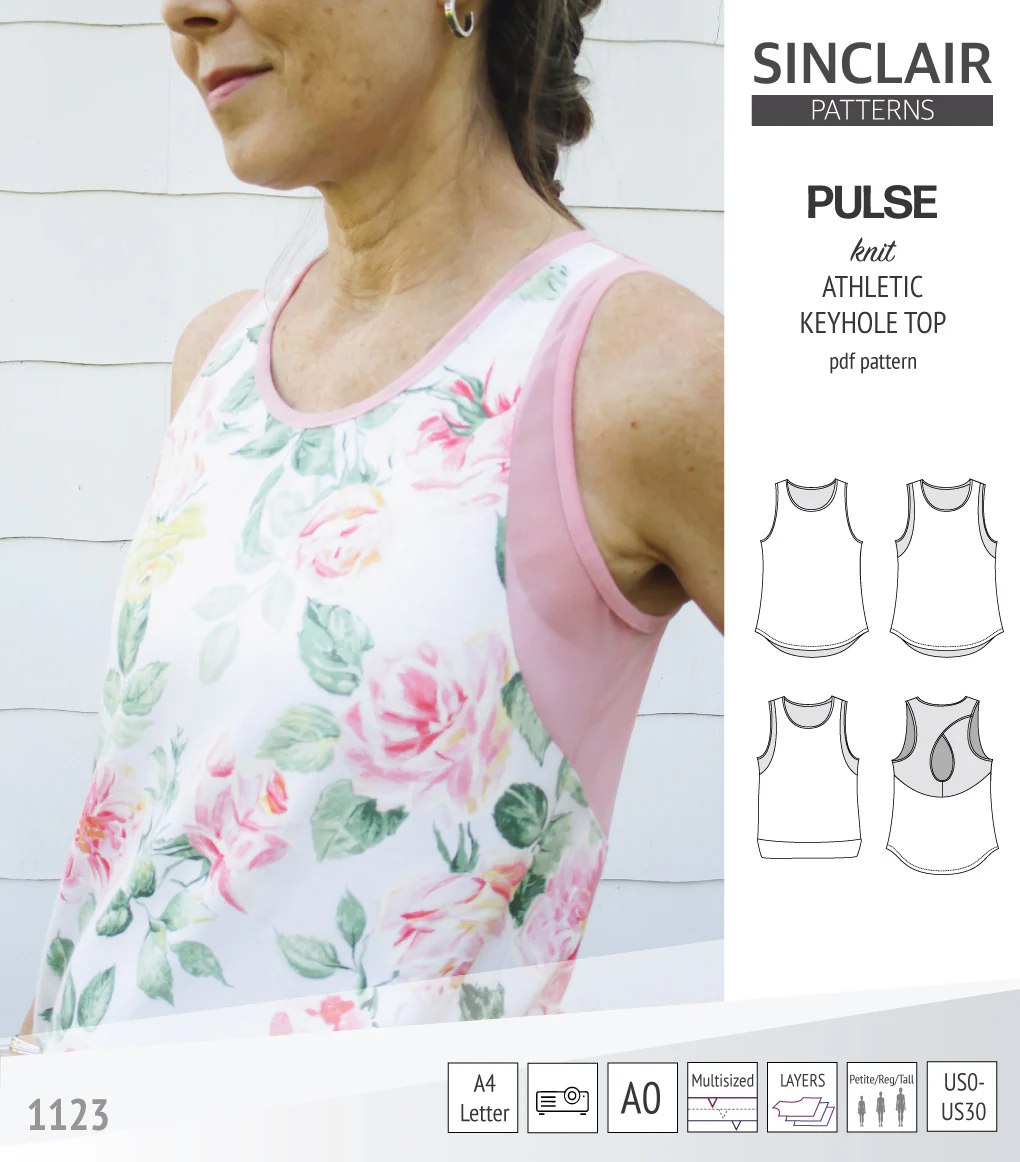 Pulse athletic knit tank top with a keyhole accent (PDF) - Image 36