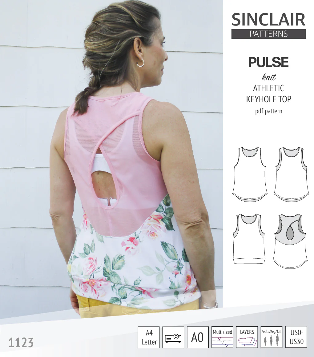 Pulse athletic knit tank top with a keyhole accent (PDF) - Image 37