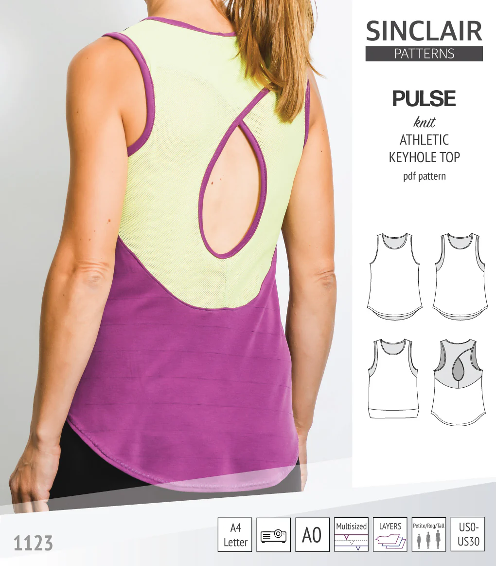Pulse athletic knit tank top with a keyhole accent (PDF) - Image 4