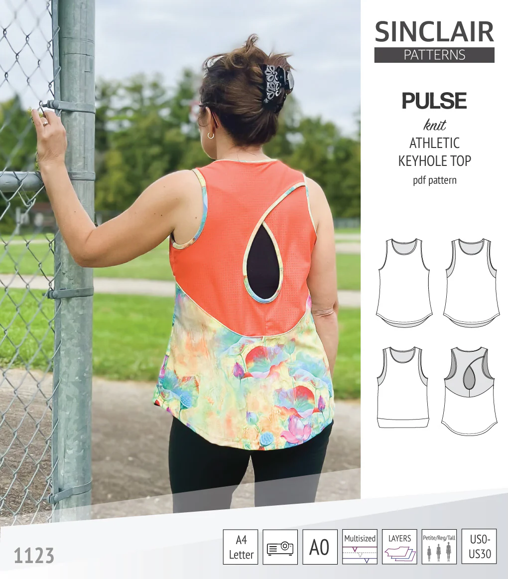 Pulse athletic knit tank top with a keyhole accent (PDF) - Image 40