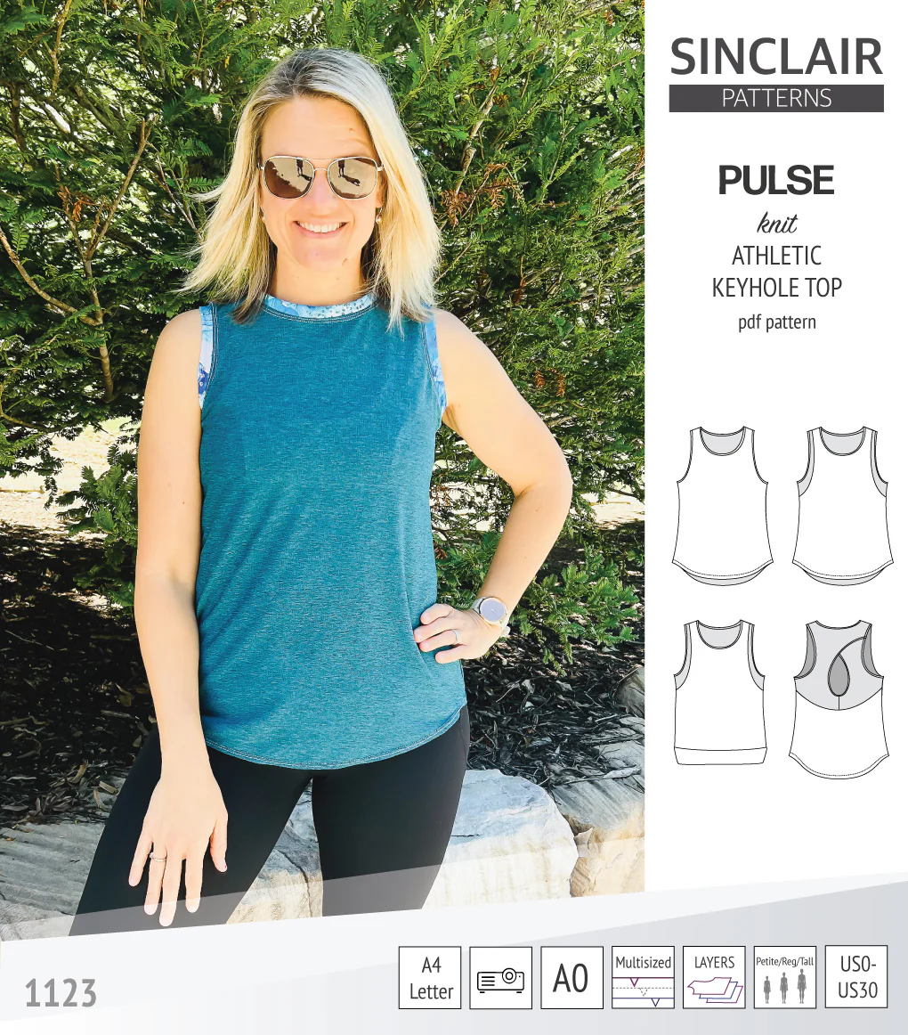 Pulse athletic knit tank top with a keyhole accent (PDF) - Image 41