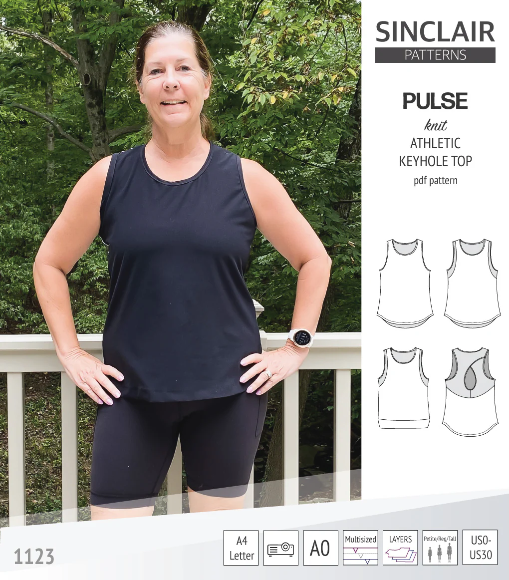 Pulse athletic knit tank top with a keyhole accent (PDF) - Image 45
