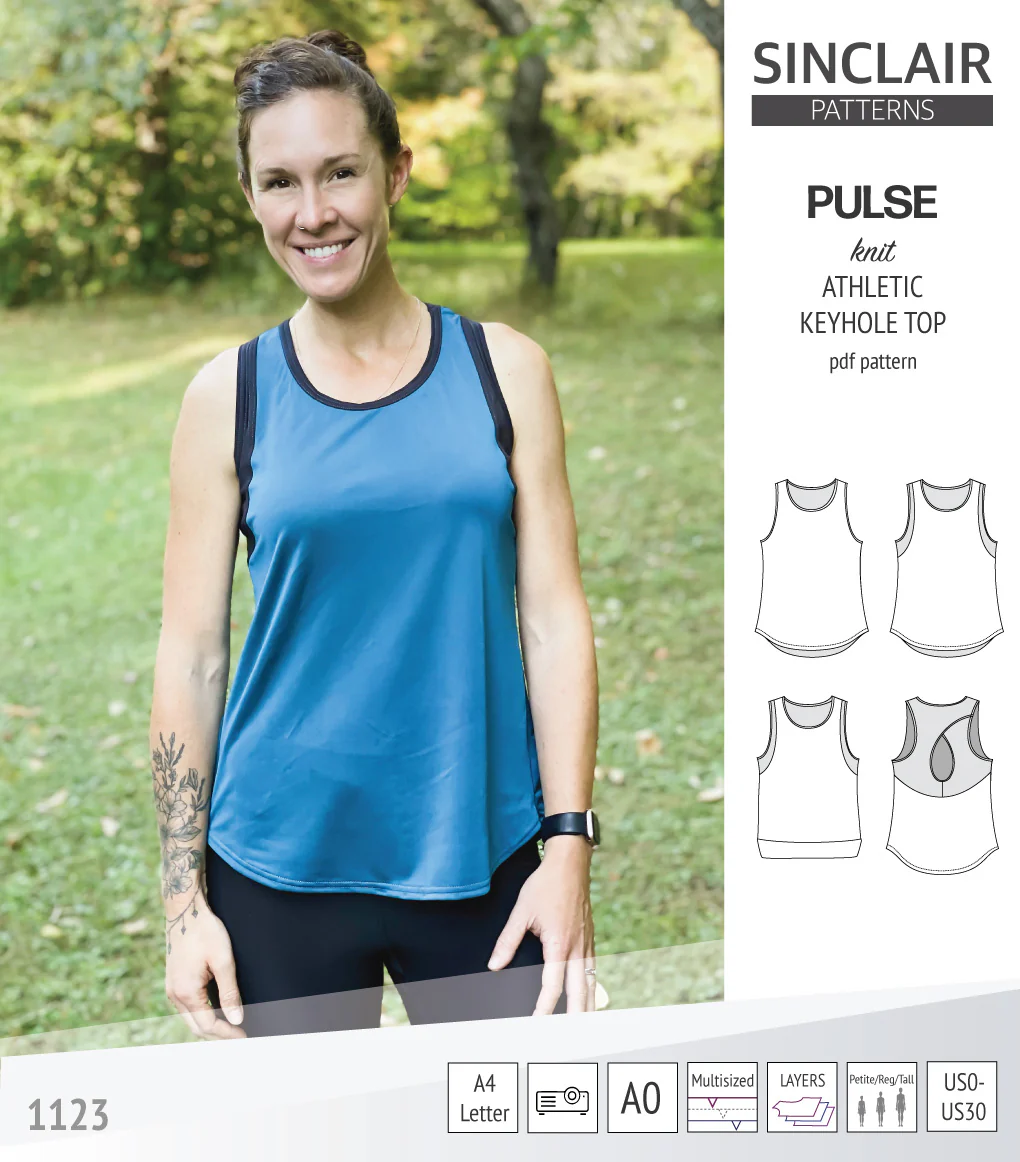 Pulse athletic knit tank top with a keyhole accent (PDF) - Image 47