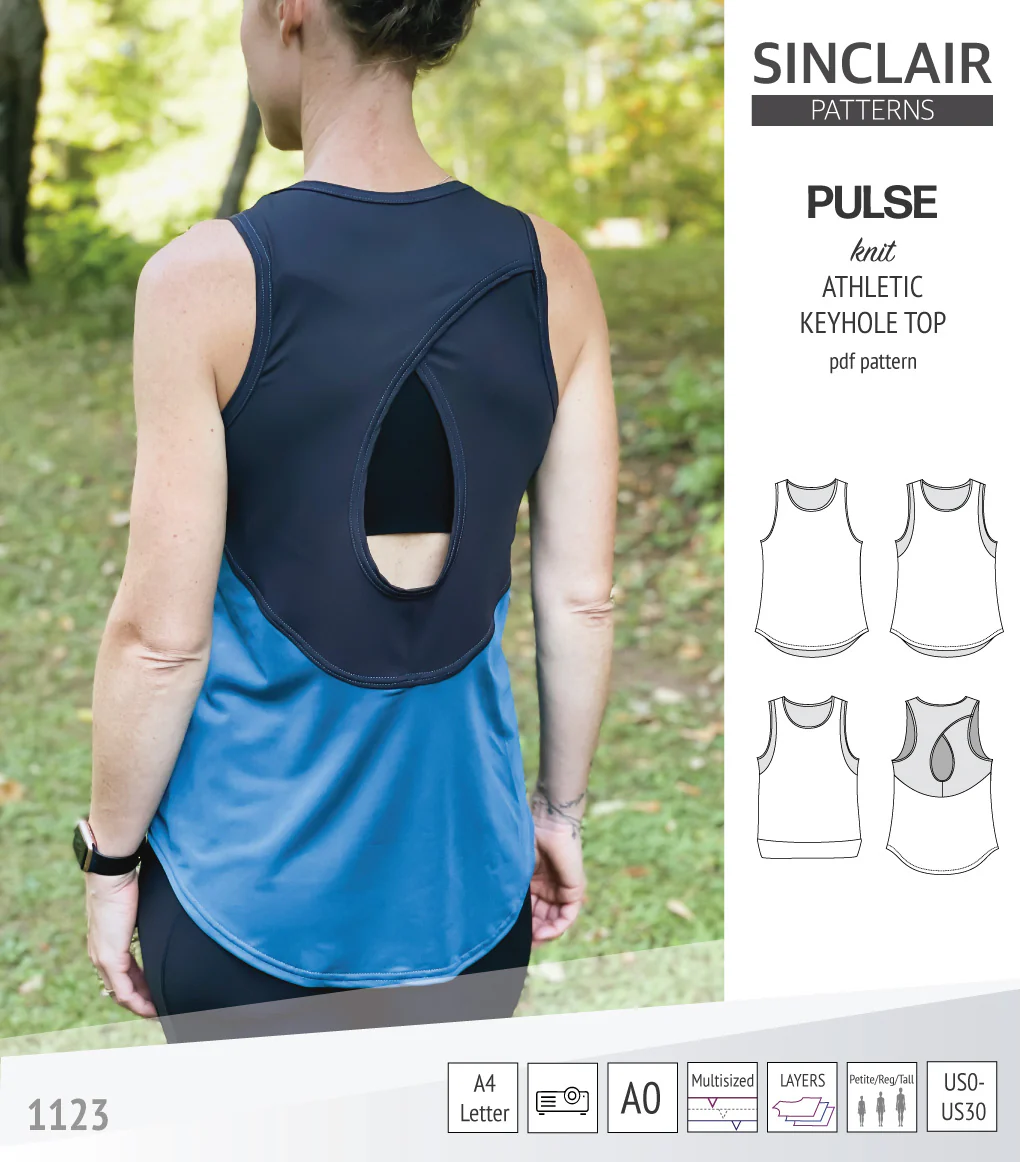 Pulse athletic knit tank top with a keyhole accent (PDF) - Image 48