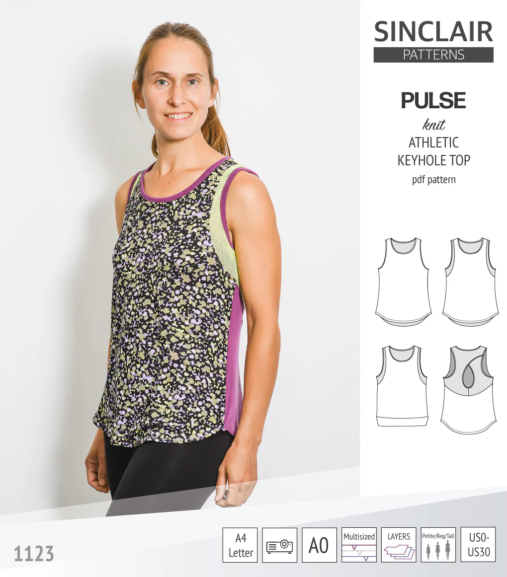 Pulse athletic knit tank top with a keyhole accent (PDF) - Image 5