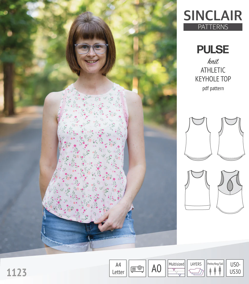 Pulse athletic knit tank top with a keyhole accent (PDF) - Image 59