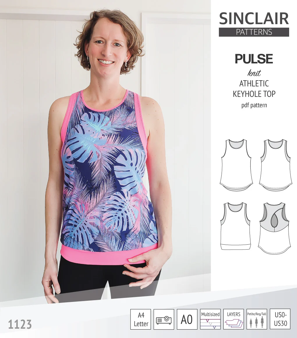 Pulse athletic knit tank top with a keyhole accent (PDF) - Image 6