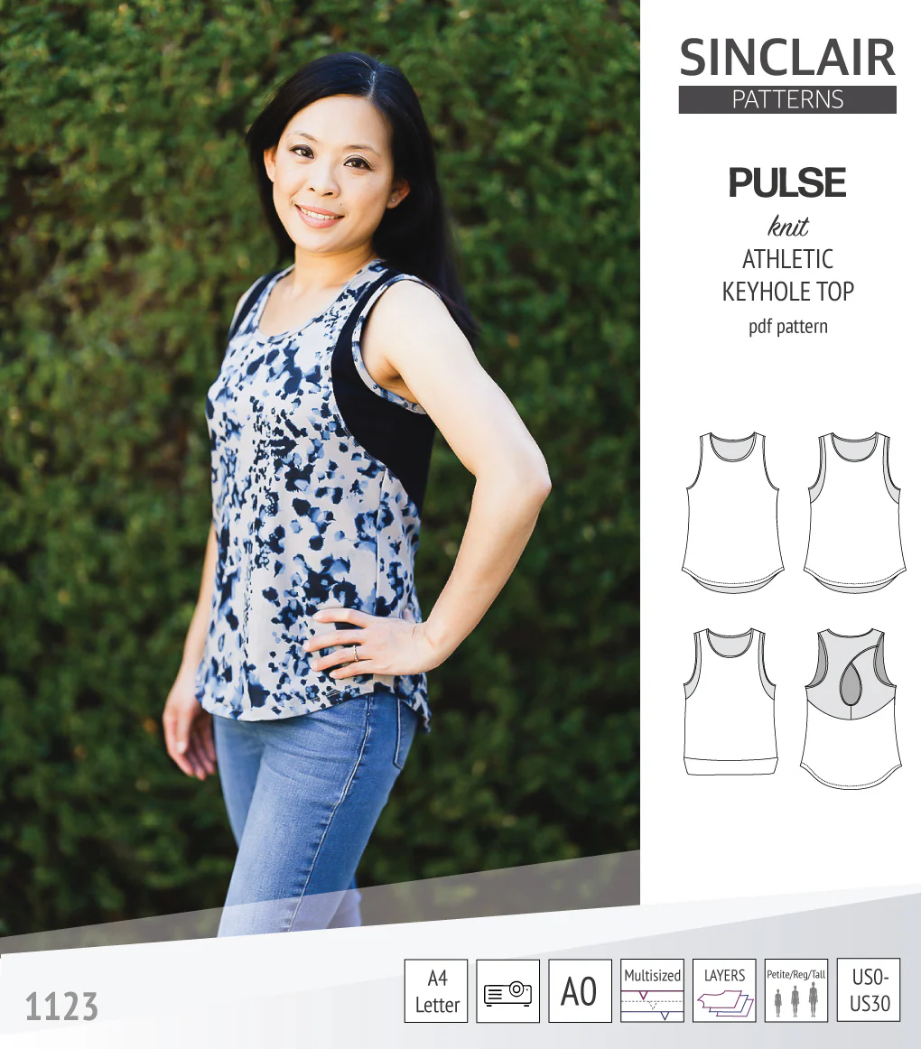 Pulse athletic knit tank top with a keyhole accent (PDF) - Image 62
