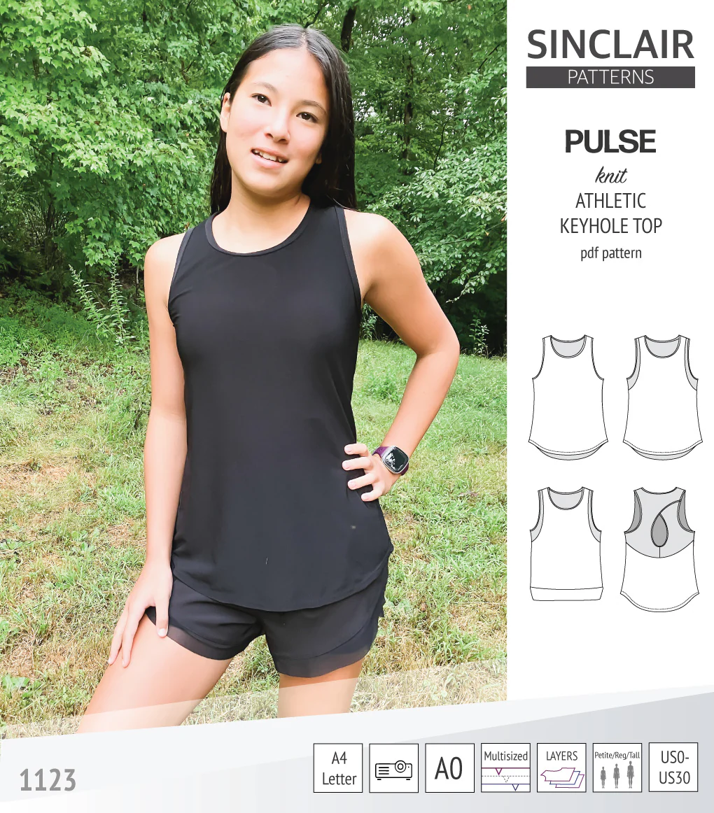 Pulse athletic knit tank top with a keyhole accent (PDF) - Image 64