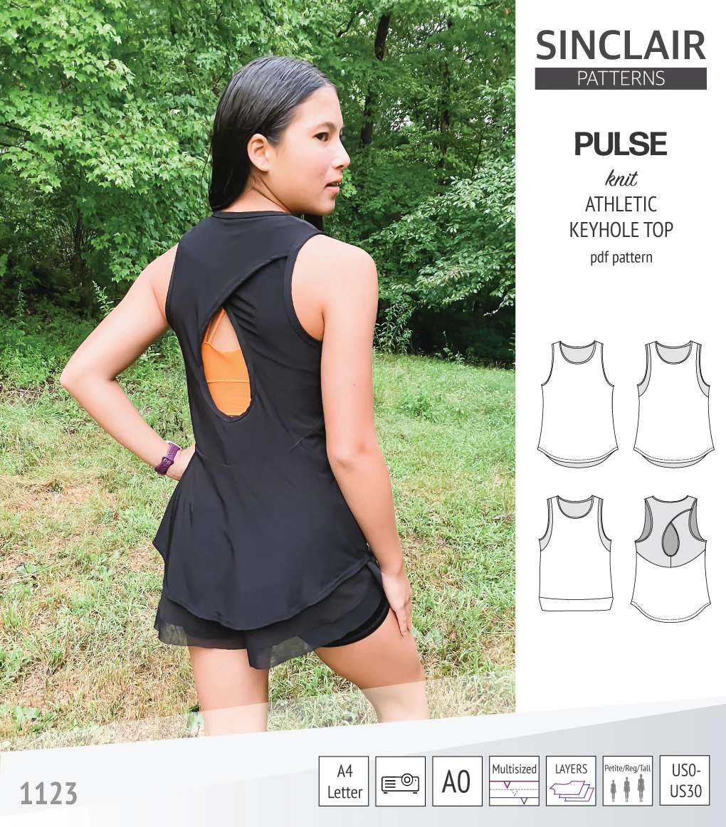Pulse athletic knit tank top with a keyhole accent (PDF) - Image 65