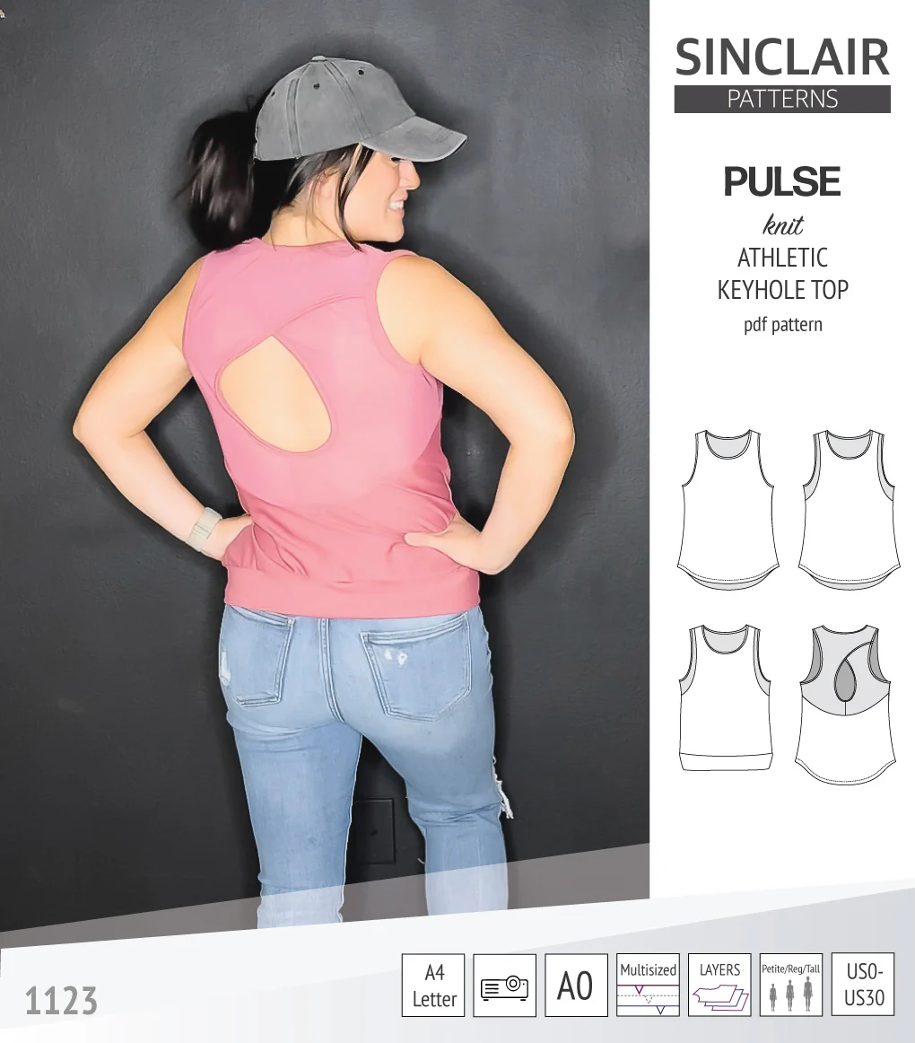 Pulse athletic knit tank top with a keyhole accent (PDF) - Image 67