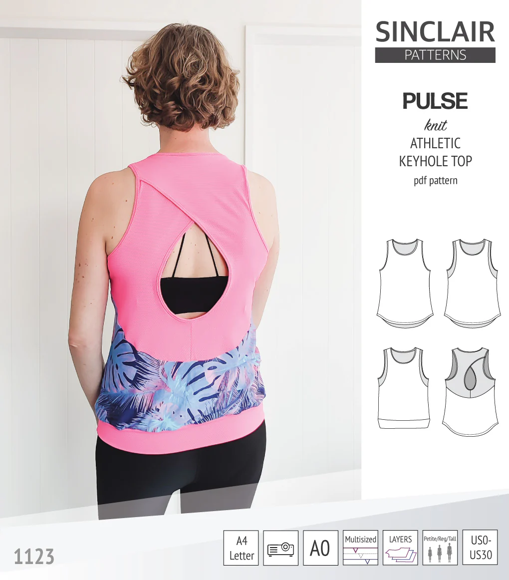 Pulse athletic knit tank top with a keyhole accent (PDF) - Image 7