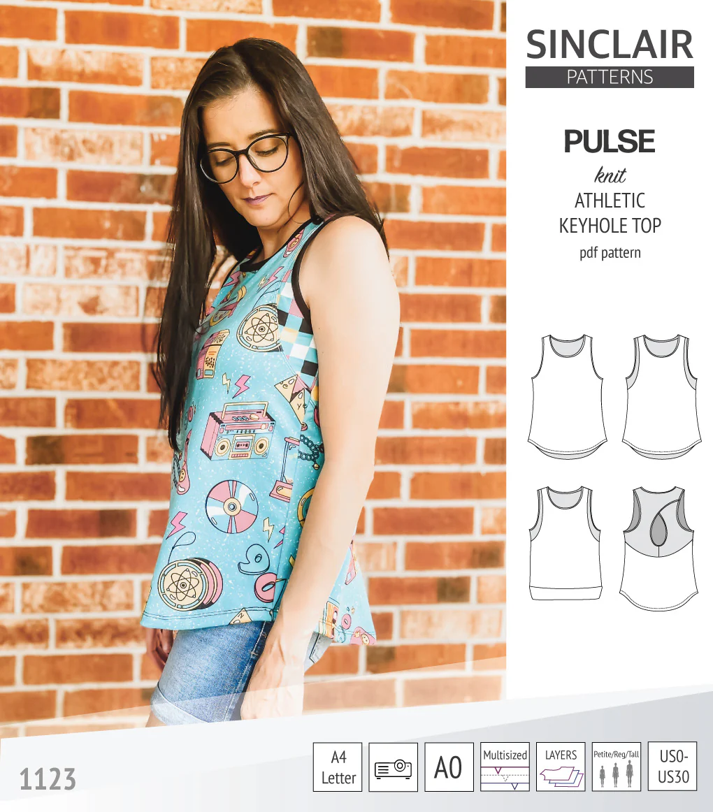 Pulse athletic knit tank top with a keyhole accent (PDF) - Image 72