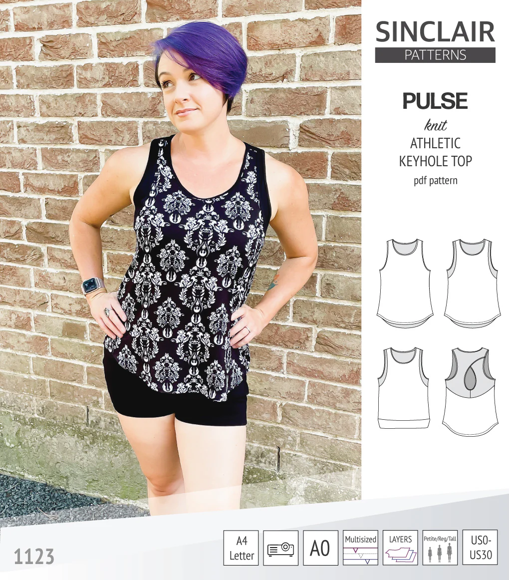 Pulse athletic knit tank top with a keyhole accent (PDF) - Image 75