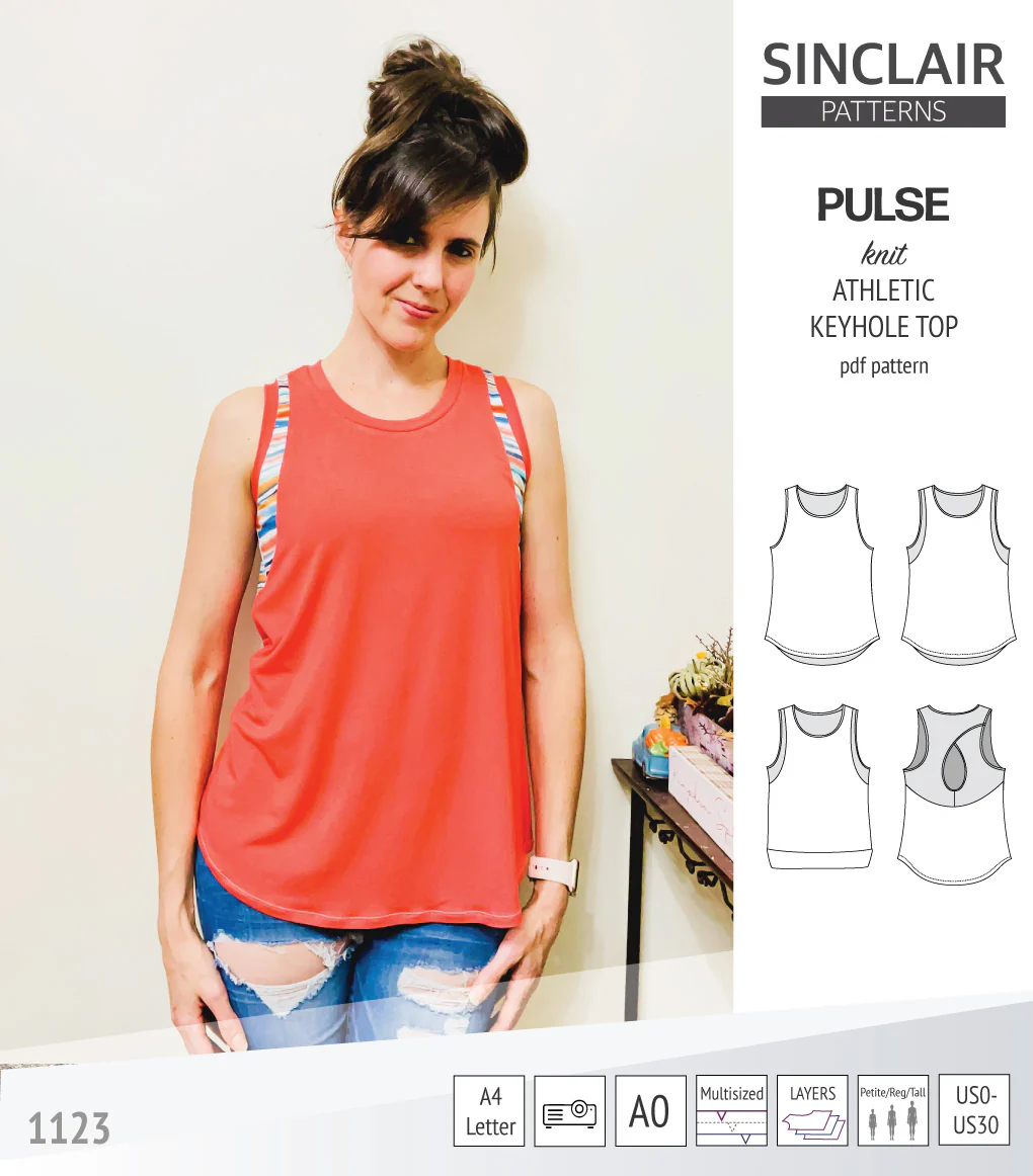 Pulse athletic knit tank top with a keyhole accent (PDF) - Image 8