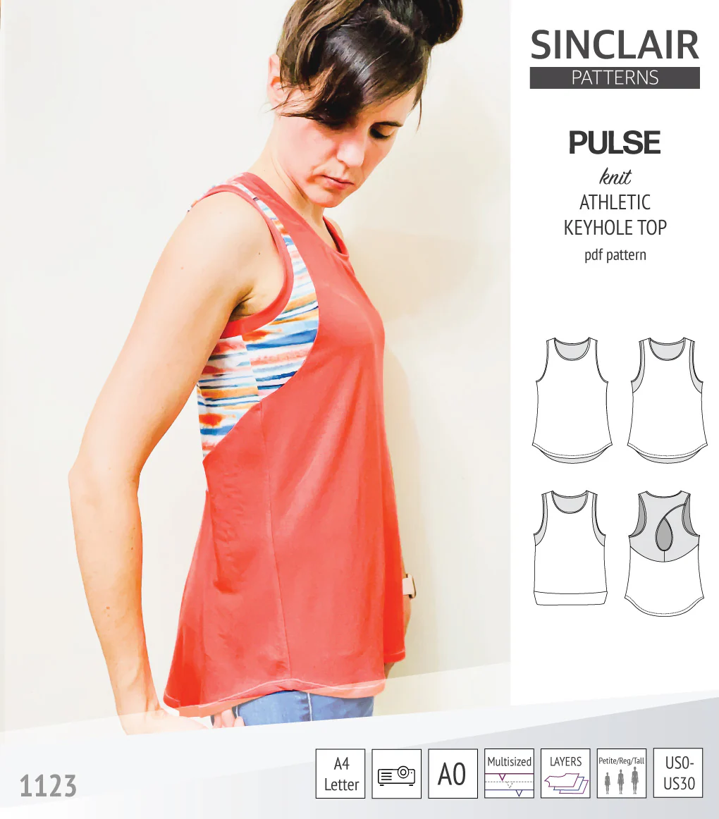 Pulse athletic knit tank top with a keyhole accent (PDF) - Image 9