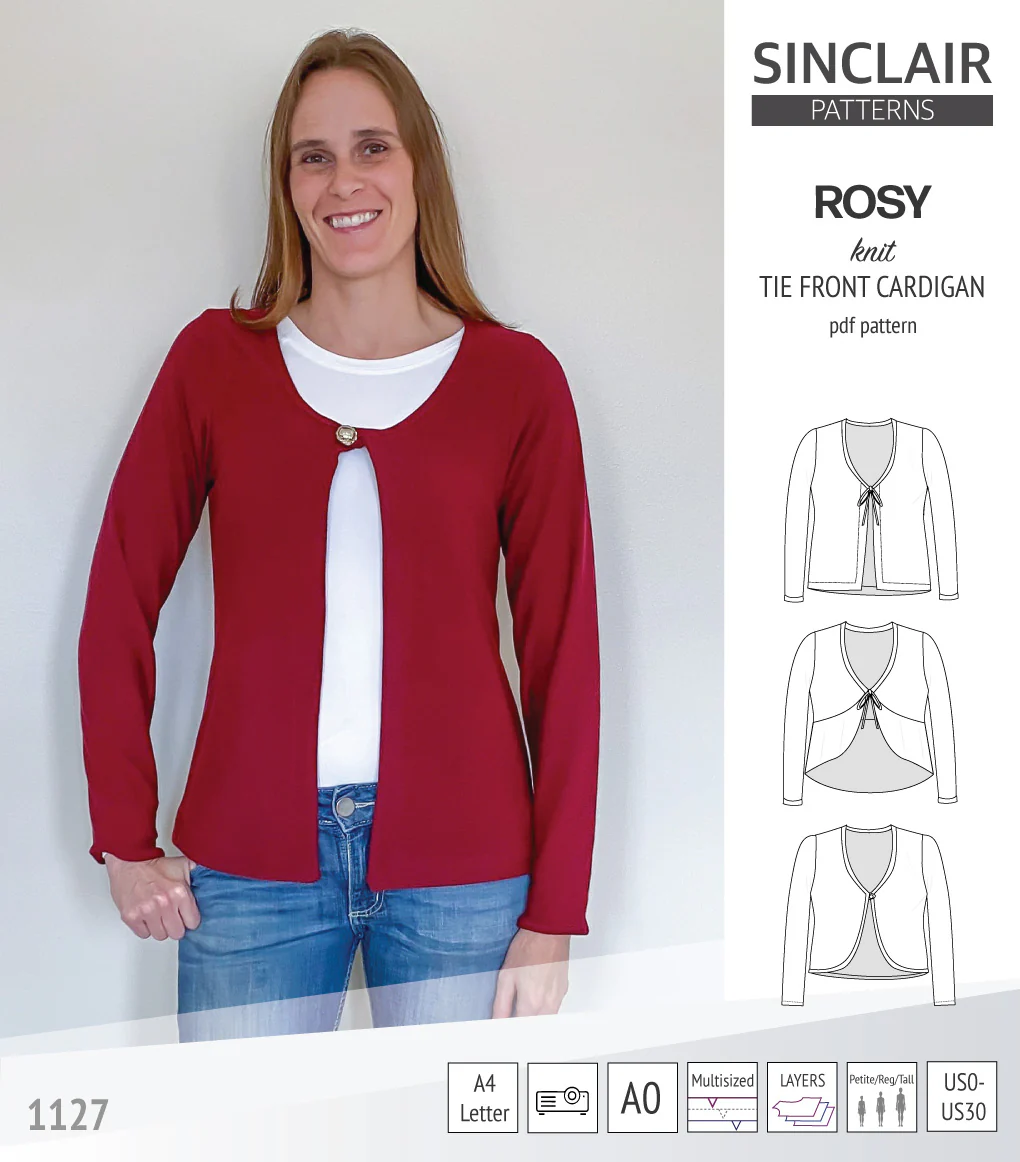 Rosy tie front cardigan with options (PDF) - Image 3