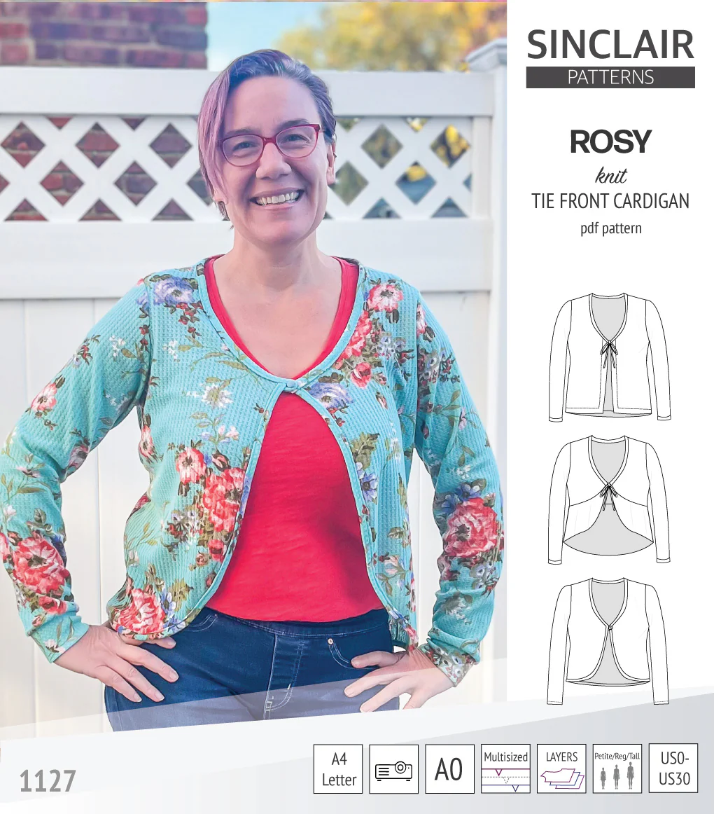 Rosy tie front cardigan with options (PDF) - Image 32