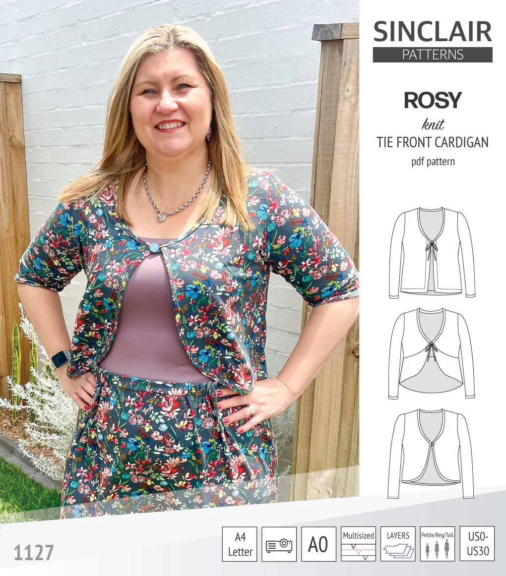 Rosy tie front cardigan with options (PDF) - Image 33