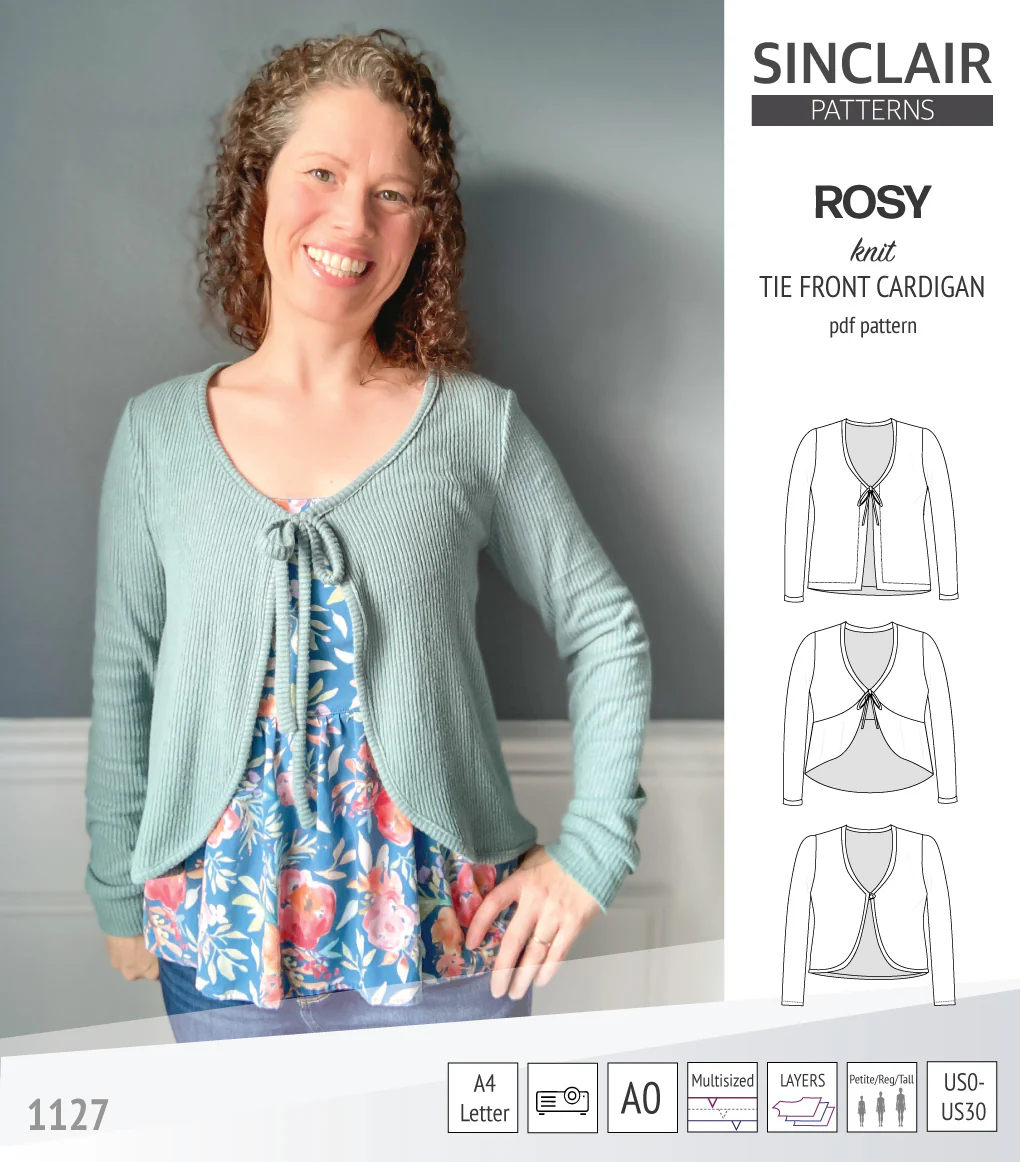Rosy tie front cardigan with options (PDF) - Image 36