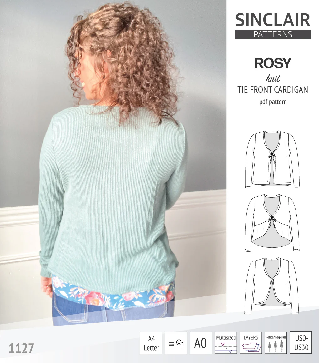 Rosy tie front cardigan with options (PDF) - Image 37