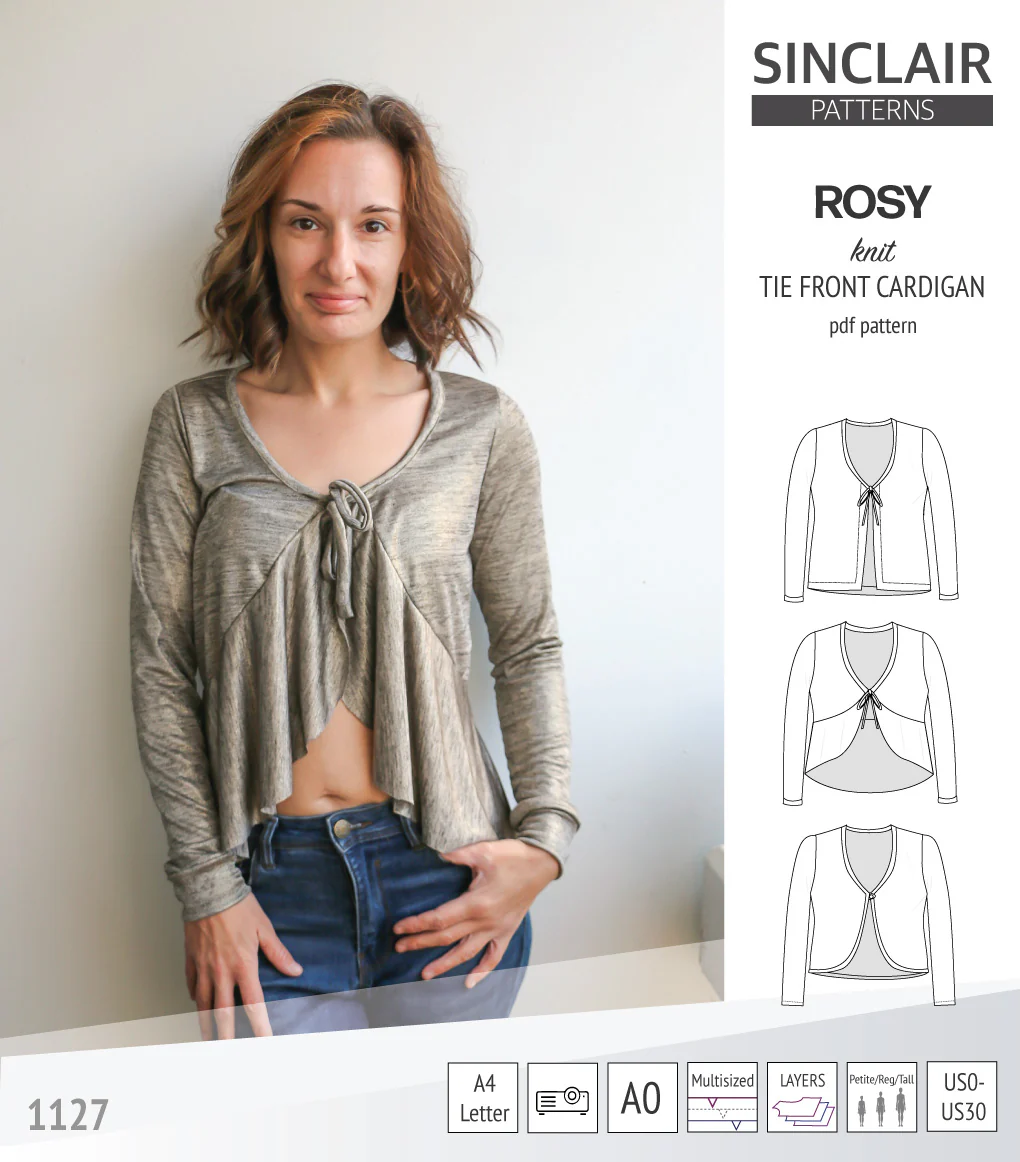 Rosy tie front cardigan with options (PDF) - Image 38