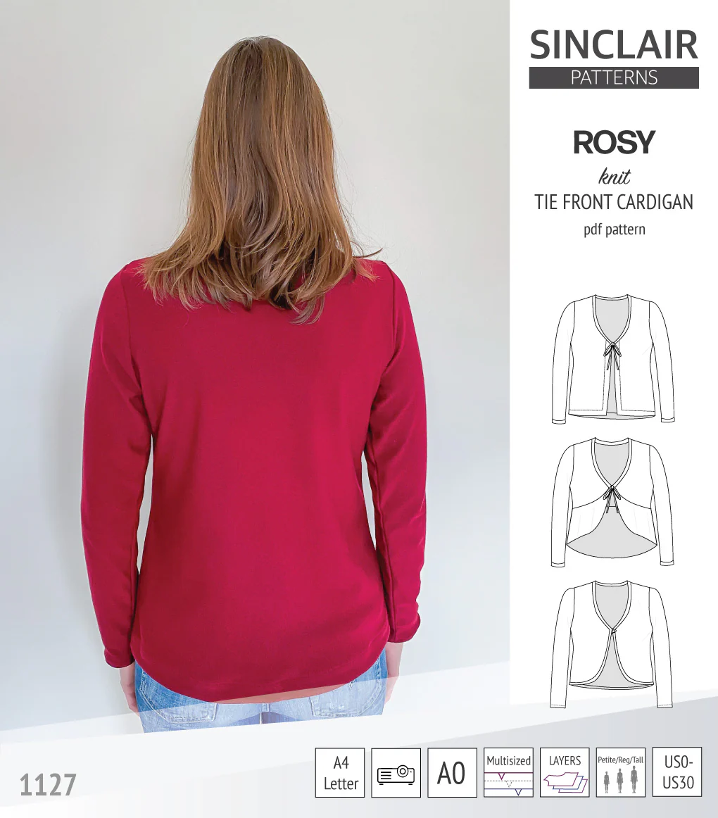 Rosy tie front cardigan with options (PDF) - Image 4