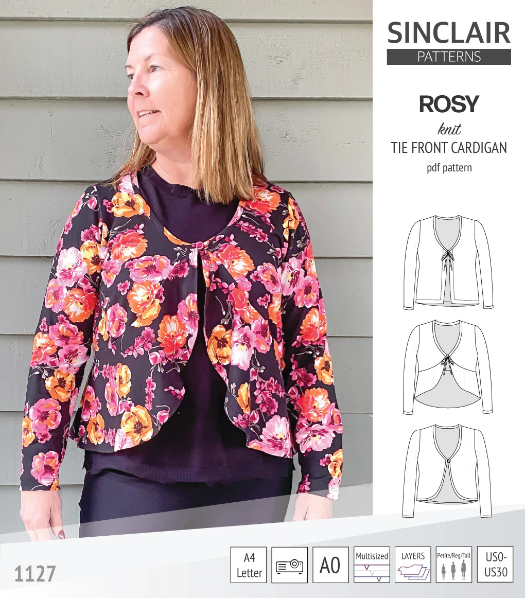 Rosy tie front cardigan with options (PDF) - Image 45
