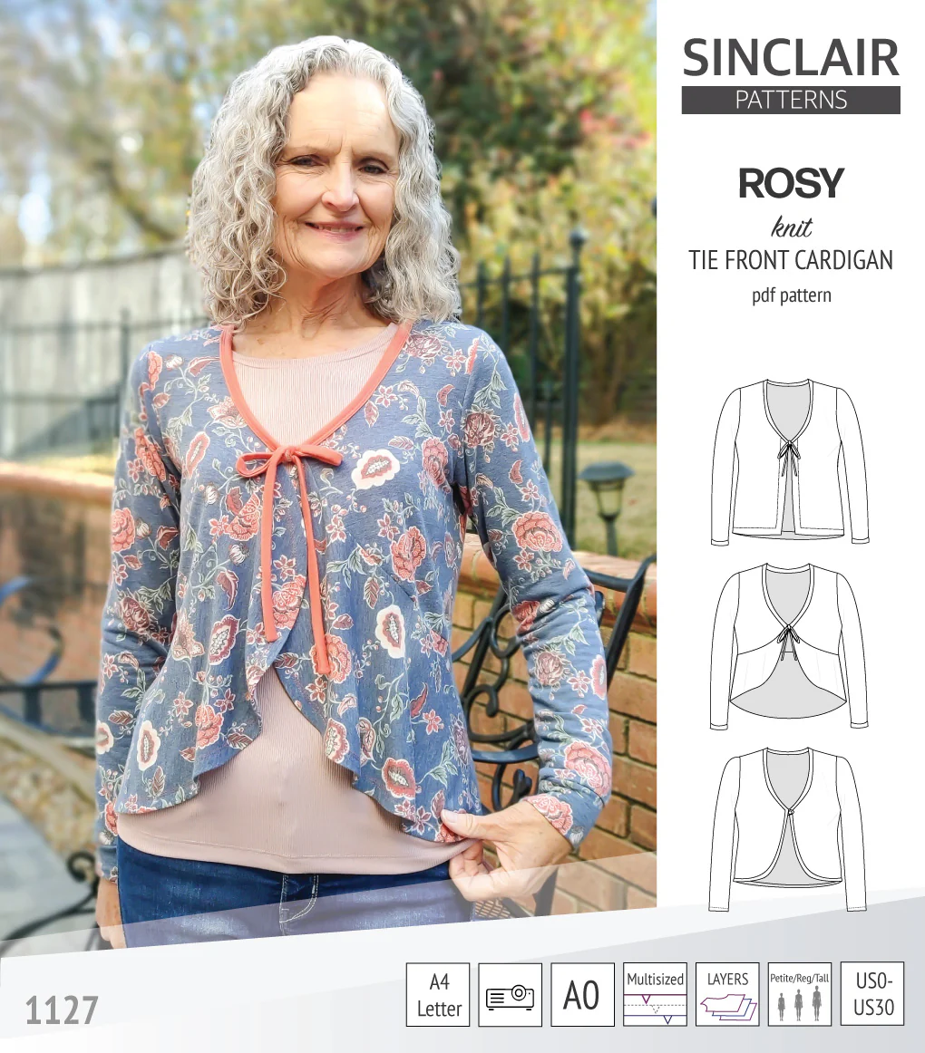 Rosy tie front cardigan with options (PDF) - Image 46
