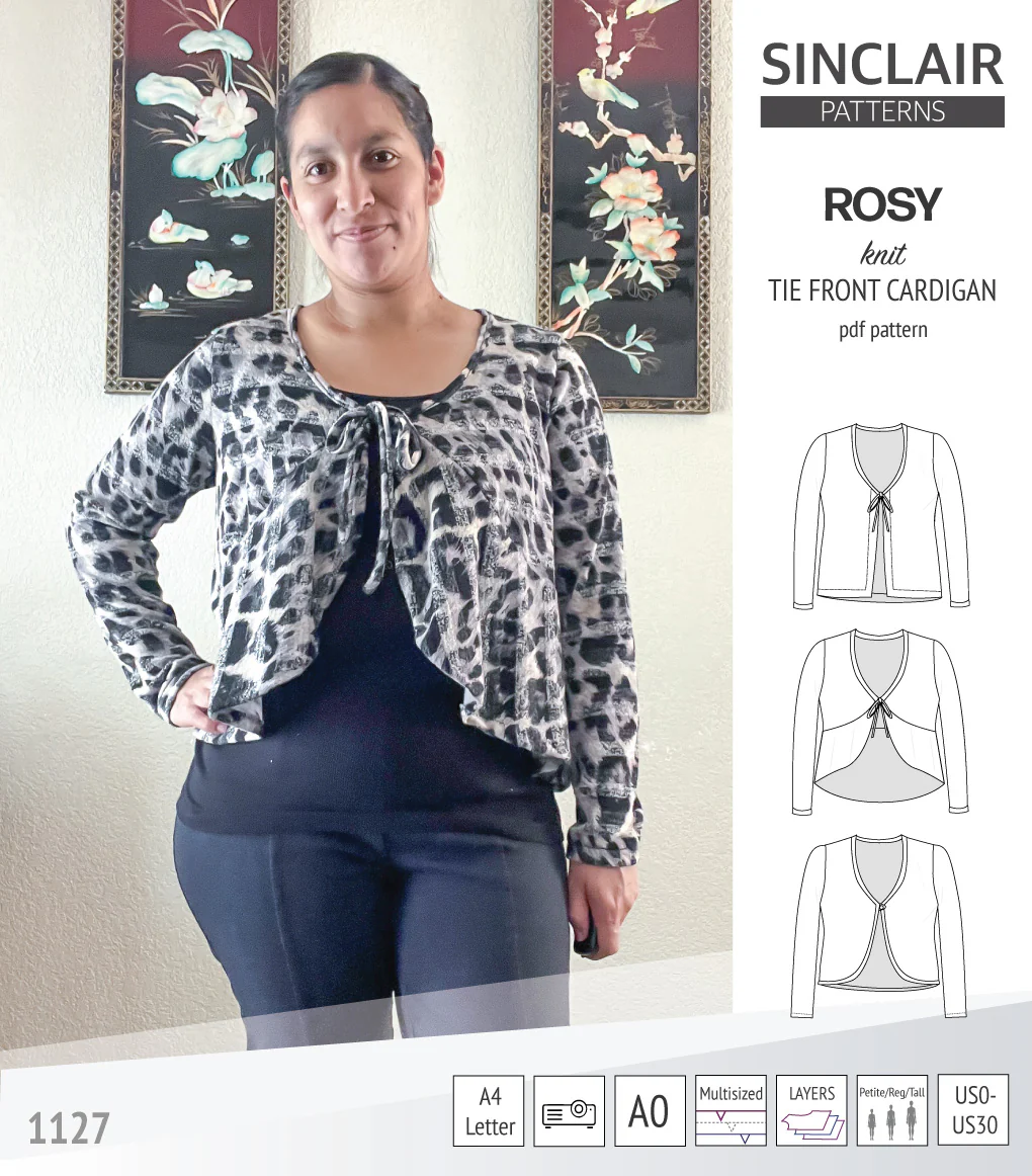 Rosy tie front cardigan with options (PDF) - Image 48