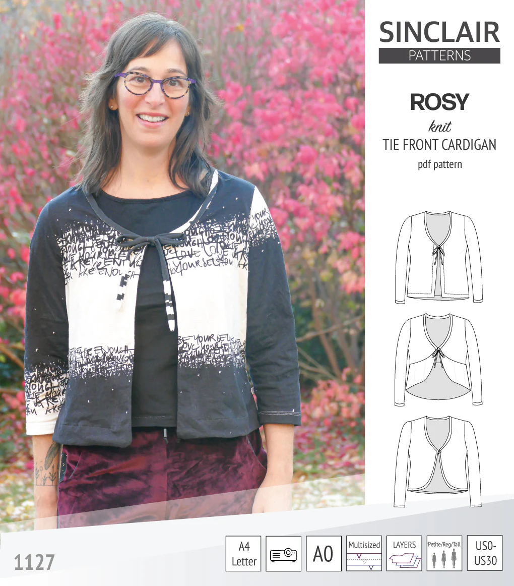 Rosy tie front cardigan with options (PDF) - Image 5