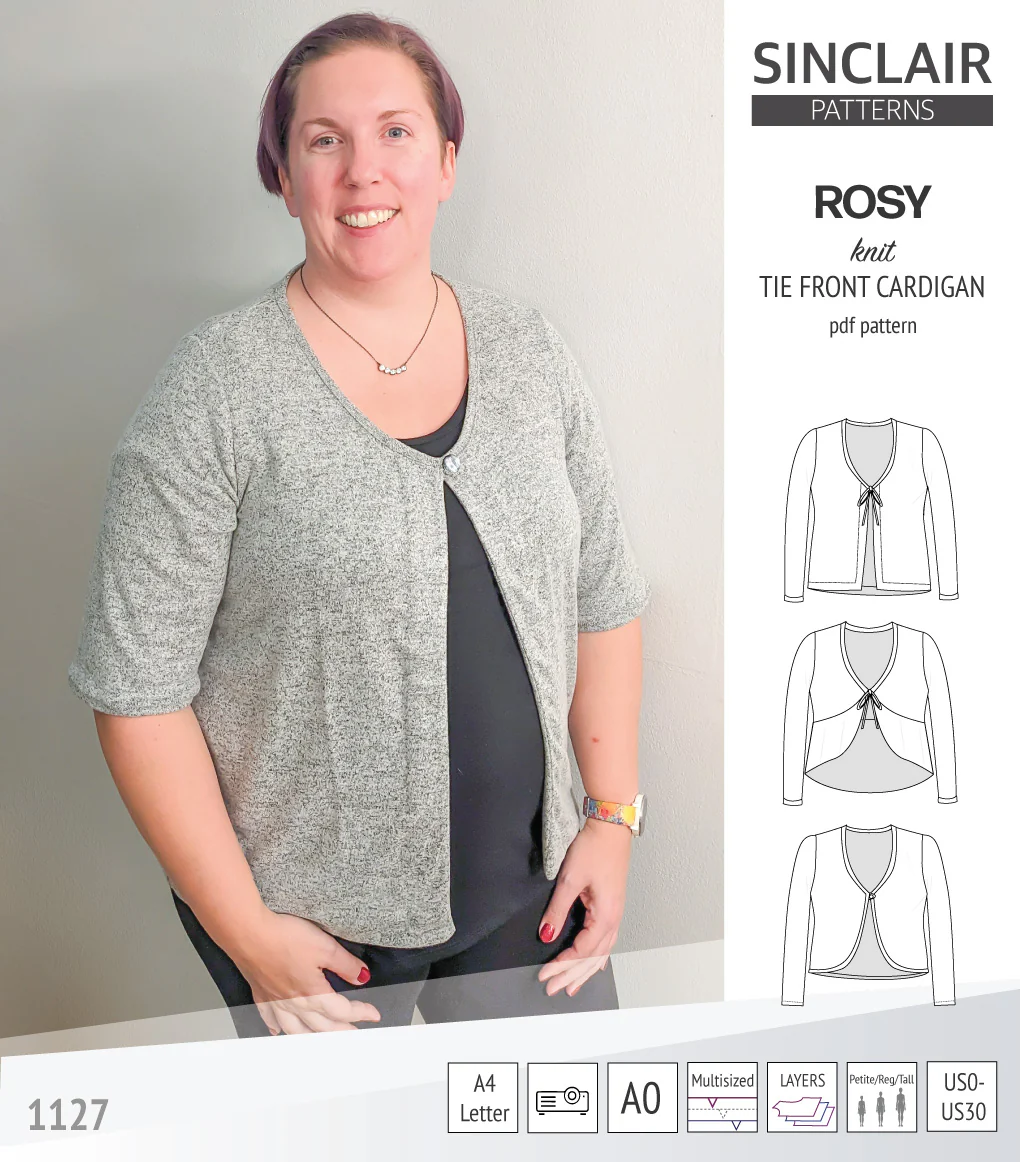 Rosy tie front cardigan with options (PDF) - Image 7