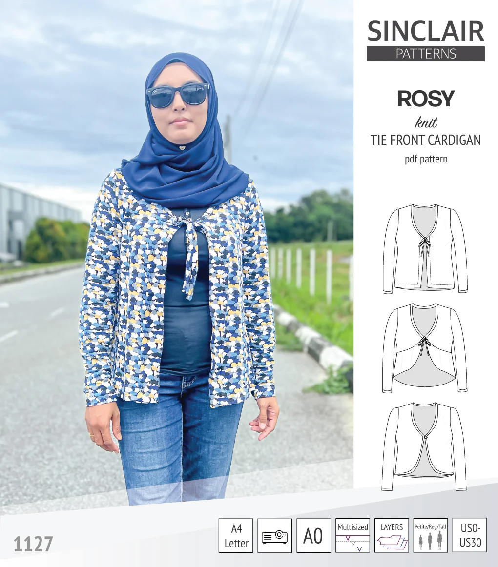 Rosy tie front cardigan with options (PDF) - Image 9