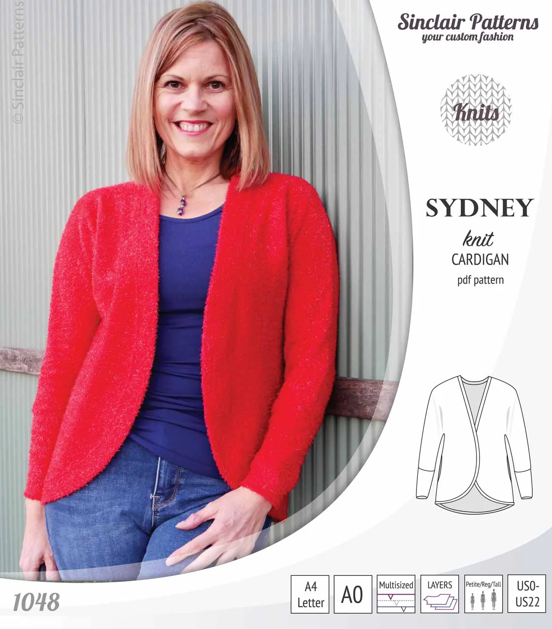 Sydney slim fit cocoon style knit cardigan(PDF) - Image 7