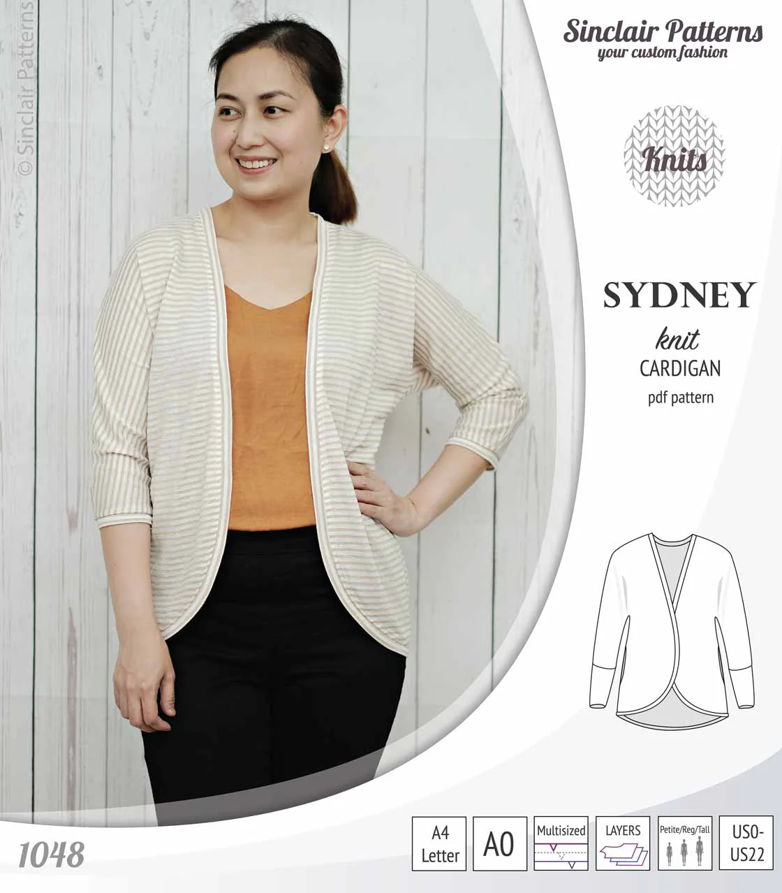 Sydney slim fit cocoon style knit cardigan(PDF) - Image 8