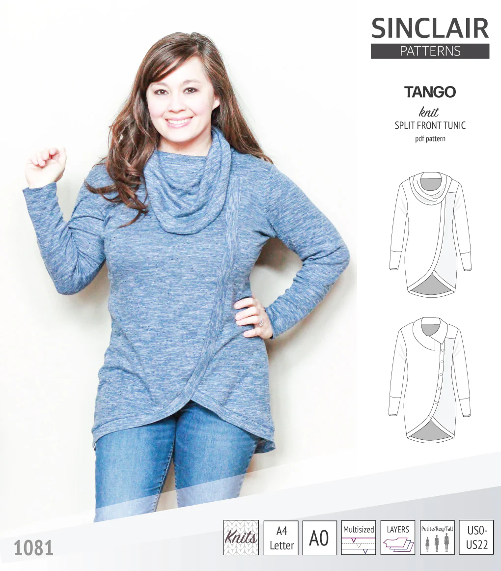 Tango split hem knit tunic for women (PDF) - Image 3