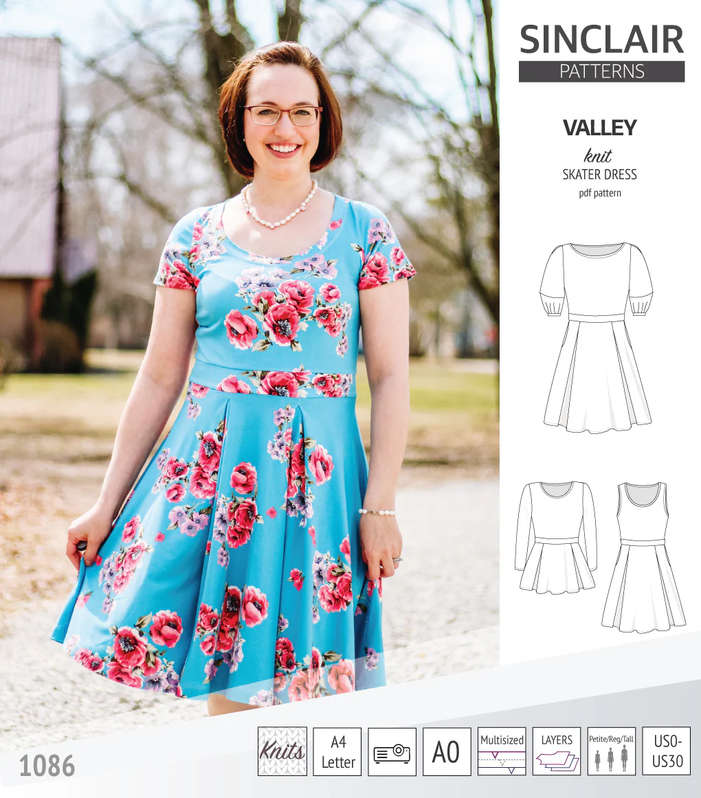 Valley knit skater dress with lantern sleeves and other options (PDF) - Image 11